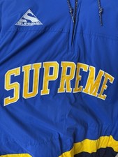 Supreme Puffy Hockey Pullover Jacket Blue XL Box Logo Hoodie Padded Stuss