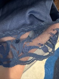 VTG Ashley Taylor Half Slip Lingerie NAVY HOT Nylon Tricot cami set sz M slit