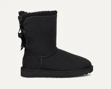 BRAND NEW UGG Bailey Bow II Black Suede Fur Boots Womens Size 9-NIB-