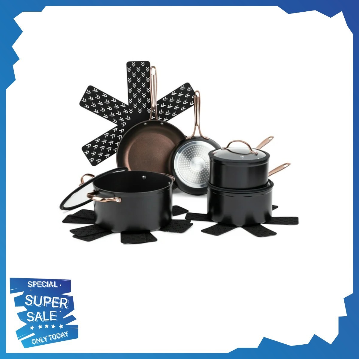 Thyme & Table 12-Piece Non-Stick Cookware Set in Rose Gold