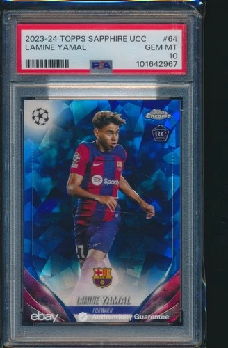 PSA 10 LAMINE YAMAL 2023-24 TOPPS CHROME SAPPHIRE UCC UEFA Rookie RC GEM MINT