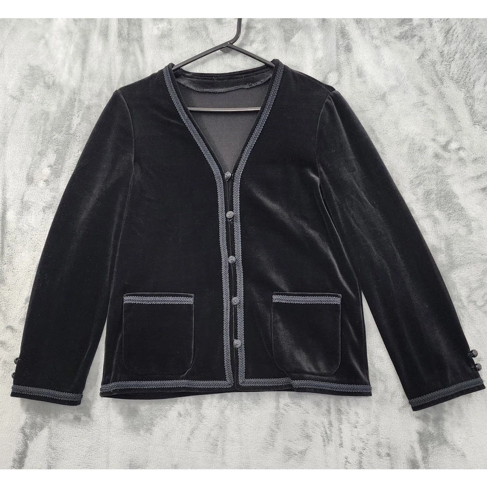 Traje Pantalón Vintage Años 70 ACTIII Terciopelo 2 Piezas Talla 12 Negro Elastizado Formal Gótico Foto 2 de 4