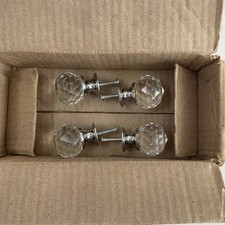 Four Clear Glass Crystal Cabinet Knobs