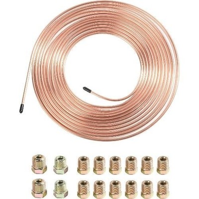 25 Ft Flexible Tube Line Roll, 1/4'' Brake Line Tubing Kit, Copper  Color: Gold