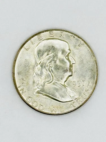 1957 P Franklin Silver Half Dollar Uncirculated 90% BU