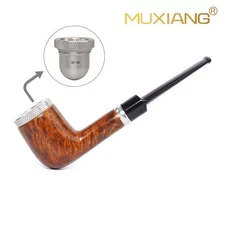 9mm Briar Billiard Pipe Smooth Tobacco Pipe Wooden Cigar Pipe Fit 52-58 Ring