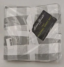 Eddie Bauer Home Twin Flannel Sheets New In Package Gray White NWT 