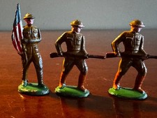 3X Vintage Early Barclay Soldiers 2EB9 Flagbear Flag at Right, 2B11 Charging VG