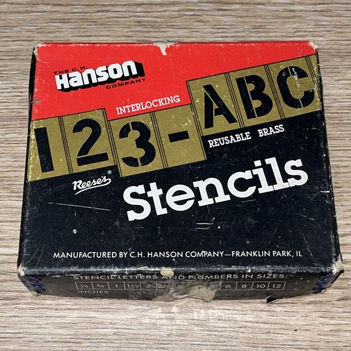CH Hanson 45 Pc Reusable Brass Interlocking Stencils Numbers Letters Punctuation