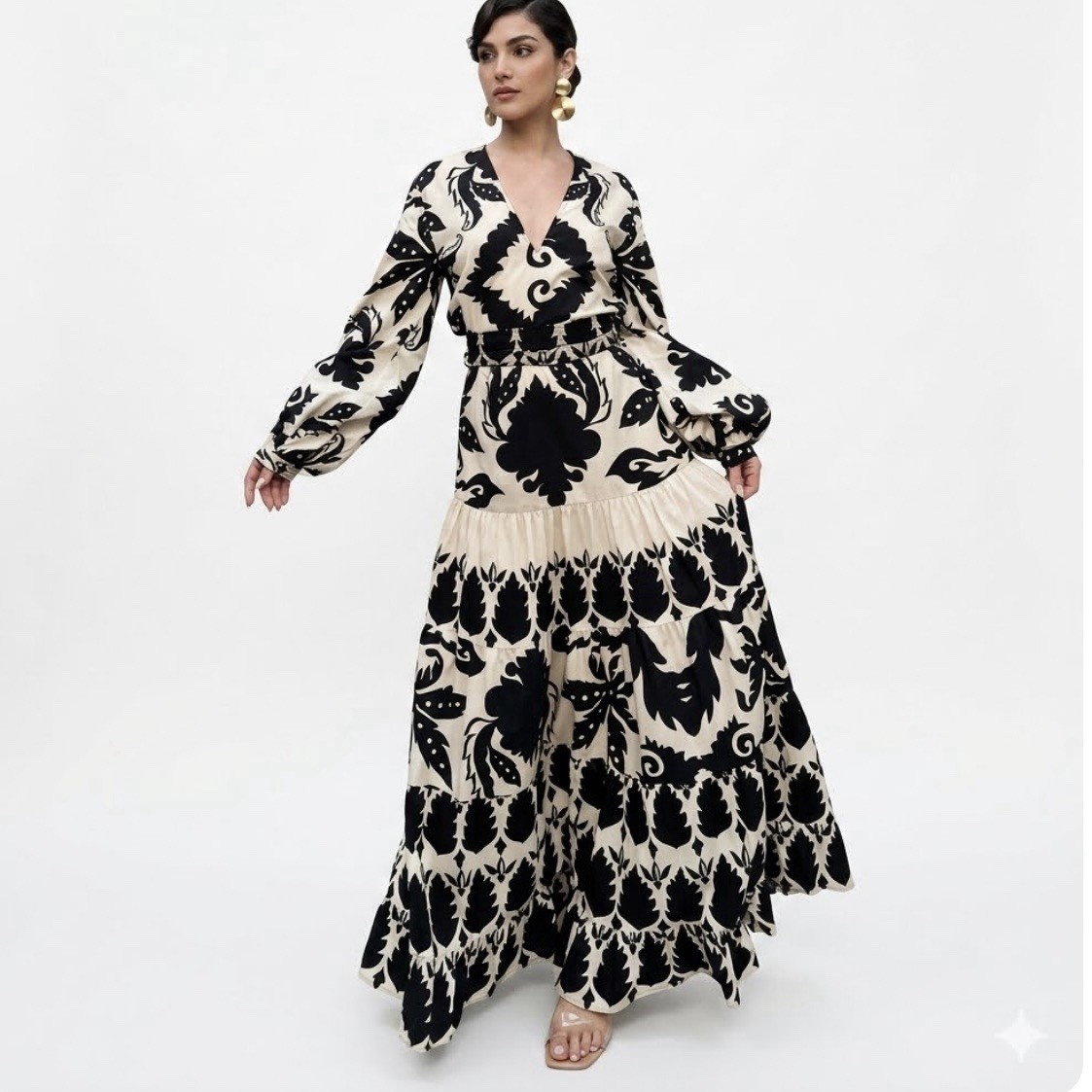 chinese dress ladies Zara boho cream lace tiered maxi dress  The Frockery