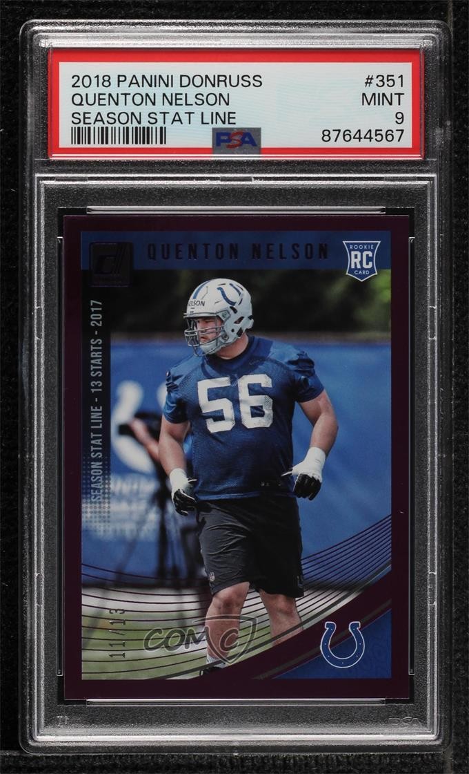 Quenton Nelson Panini Donruss #351 Season Stat Line