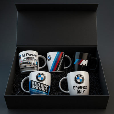 BMW Geschenkset exklusiver Geschenkbox 5-teilig M Tasse Kaffeetasse Motorsport