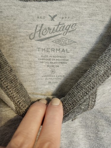 American Eagle Heritage Classic Fit Long Sleeve Gray/Green Men Med Thermal Shirt - Bild 7 von 9