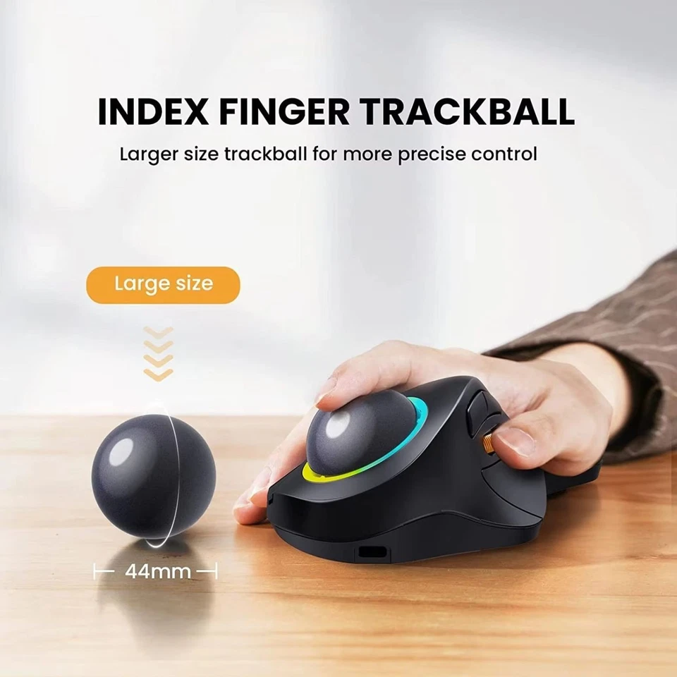 ProtoArc Wireless Trackball Mouse RGB, Rechargeable, BT 2.4G, 3-Device Connectio - image 3 of 4