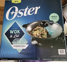 NEW Oster DiamondForce 4.7Qt Electric Wok with Lid – Diamond Nonstick Cooker