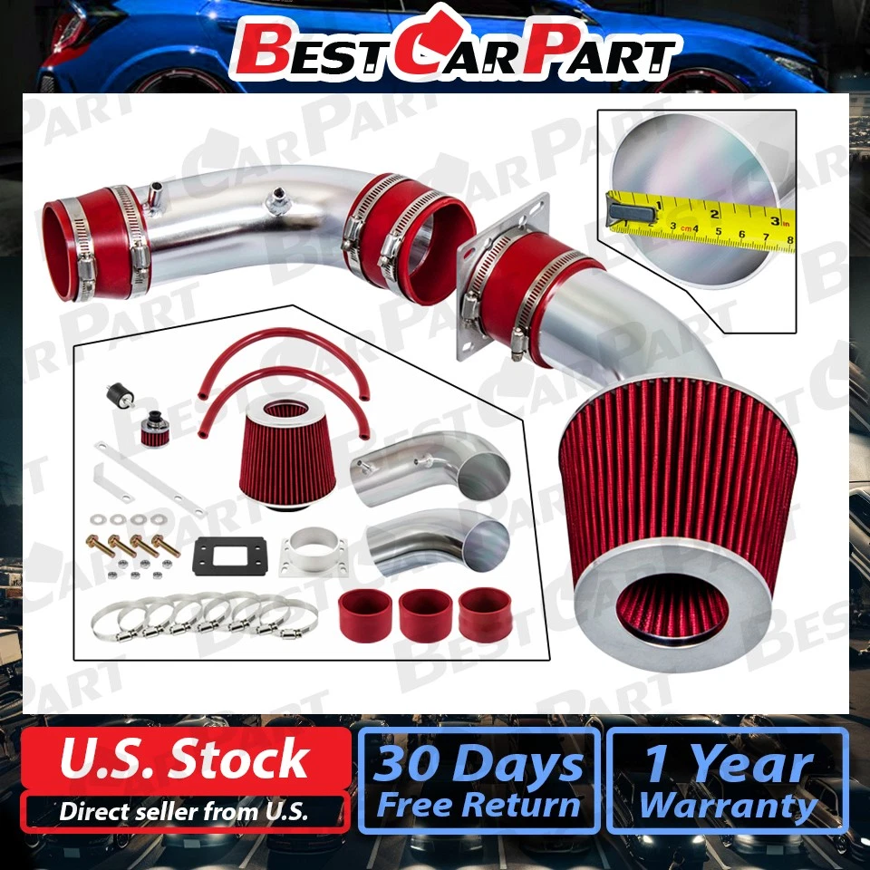 BCP RED For 88-95 Pickup 4Runner T-100 3.0L V6 Cold Air Intake Induction +Filter - Image 2 of 4