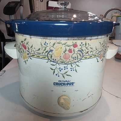 Vintage Rival Crockpot Navy Blue Stone Pot Slow Cooker 6 qt w/ Lid 3656