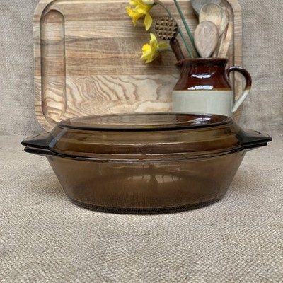 Pyrex Rauchglas Auflaufform mit Deckel - Vintage - Retro - groß