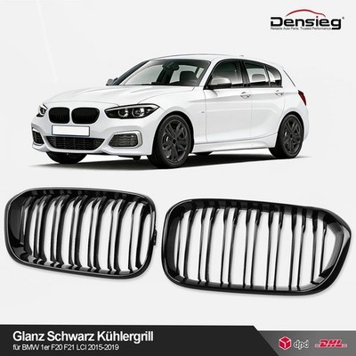 Densieg Sport Kühlergrill Schwarz Glanz Doppelsteg für BMW 1er F20 F21 LCI 15-19