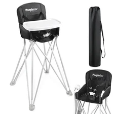 PandaEar Portable High Chair for Babies and Toddlers, Foldable Black 