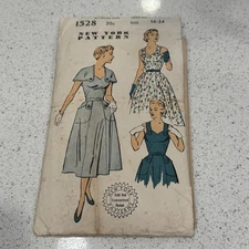 50s New York Pattern 1528 Size 16-34 Sun Dress and Cape Factory Folded and Uncut