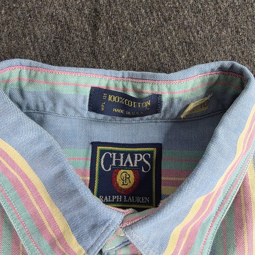 Vintage 90er Chaps Ralph Lauren Herren L Pastell Color Block Button Down Hemd Streifen - Bild 3 von 8