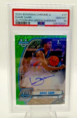 2024 Bowman Chrome U Dame Sarr GREEN Refractor PSA 10 DUKE 1st Bowman AUTO