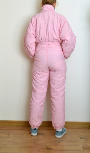 women's retro SKI SUIT snowsuit C&A size D 38 S-M onesi onepiece rose-pink 80s - Picture 3 of 7