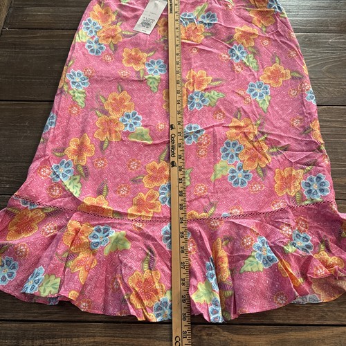 Sigrid Olsen Sport Pink Floral Flounce Skirt Womens Sz 10 Ruffle Side Zip New - Picture 11 of 15