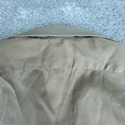Arrow Dress Shirt Mens M (15) Fitted Solid Sateen Point Collar Casual Dress Top - Picture 12 of 13