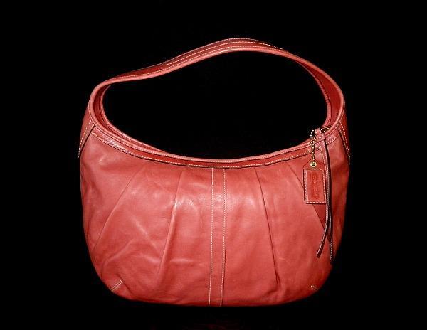 NICE COACH ERGO BURNT ORANGE PLEATED LEATHER LG TOTE SHOPPER HOBO  