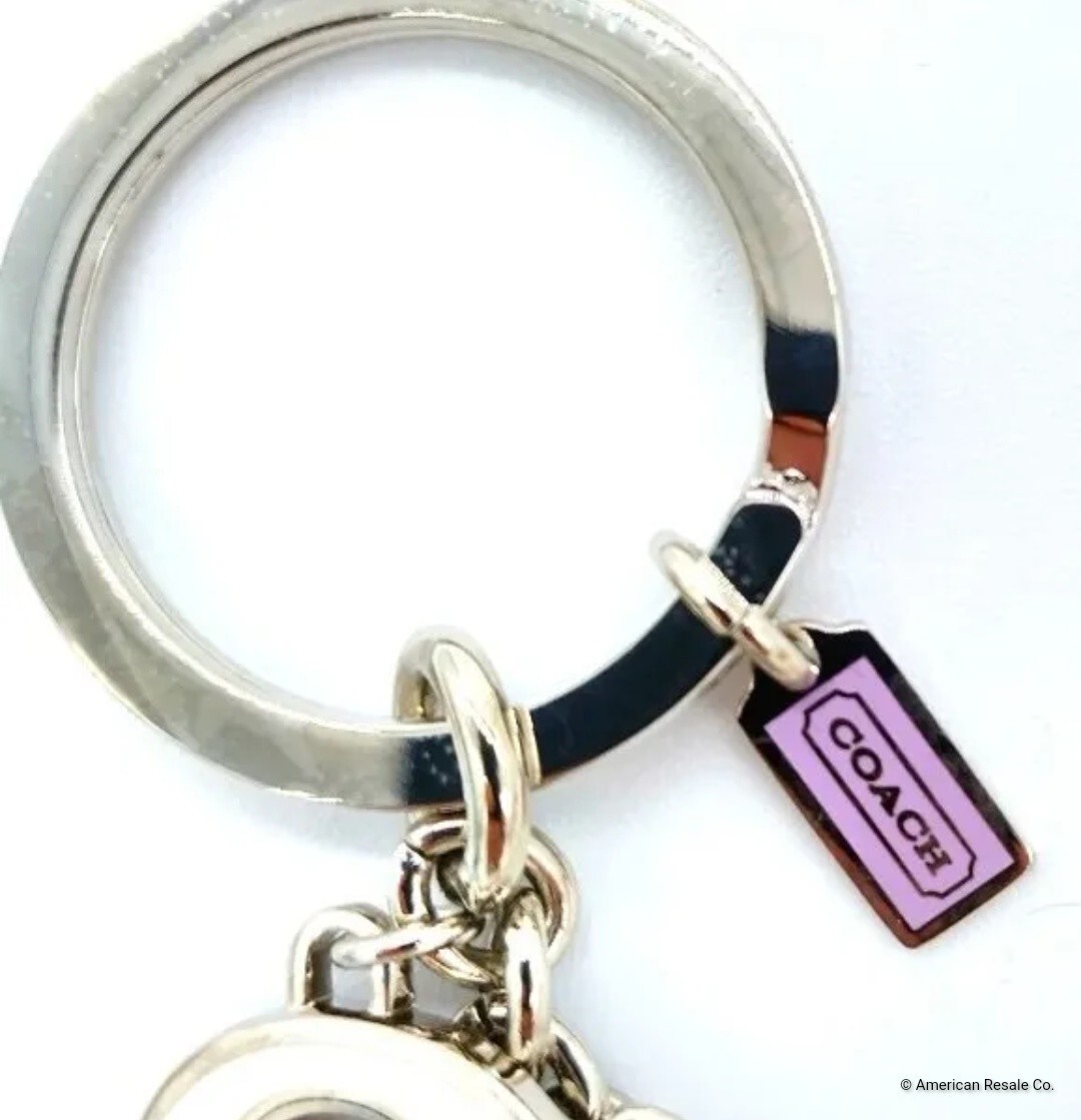 Rare COACH Pastel Colors Signature Multi Charm Keychain Key Ring