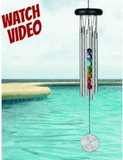 Woodstock CHAKRA CHIMES 7 STONES Wind Chime 17.5" Length Brand NEW Fast Ship