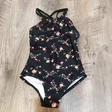 Kanu Surf Girls' Rose Garden Sport 1-Piece Swimsuit Floral Size 5 Black/Floral