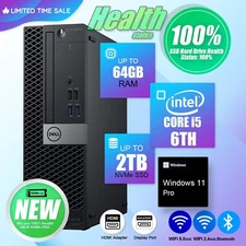 DELL Desktop Computer PC i5 6TH, Up to 64GB RAM 5TB SSD/HDD, Windows 11, WiFi BT