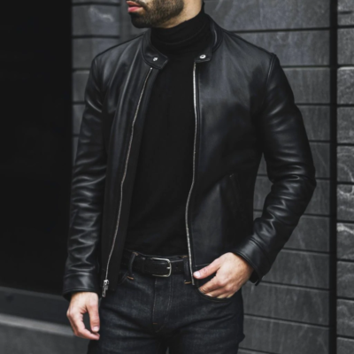  Motorrad XLサイズ　レザー ジャケット New Black Racer Leather Jacket Men Biker Moto Pure Lambskin Size