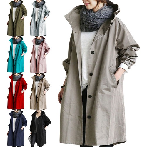 Womens Oversized Hooded Trench Coat 