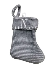 December Home Embroidered Fabric Felt Winter 12” Stocking/Holiday Letter N