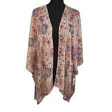 Wrangler NWT Aztec Pink Blue Diamond Print Sheer Kimono Size Large