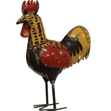 NEW PRIMITIVE ROOSTER RECYCLED METAL 12.75"T x 10"W x 4"D Aged Rustic FARMHOUSE