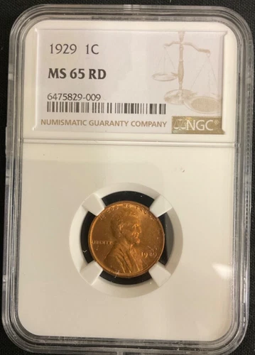 1929 LINCOLN WHEAT CENT NGC MS65 RED
