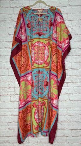 1X/2X/3X New Turquoise Blue White Green Peach Kaftan Beach Cover Dress Versace