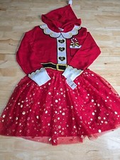 Girls Red Christmas Santa Claus Festive Holiday Sweater Dress Tulle Skirt Large