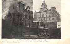 City Building Ruins After Fire Portland Maine ME Multiview Vintage Postcard