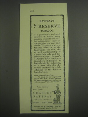 1953 Charles Rattray Tobacco Ad - Rattray's 7 reserve tobacco