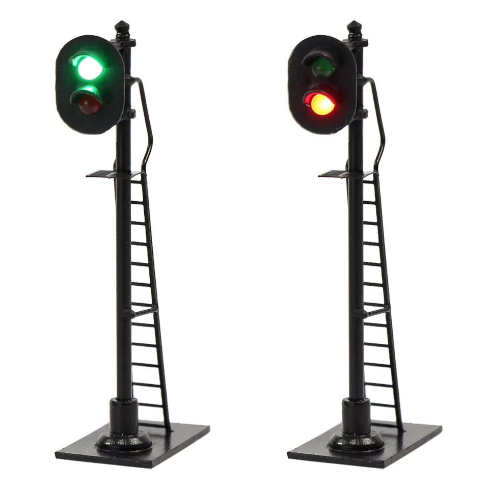3pcs Model Trains HO Scale 1:87 2-Lights Block Traffic Signals 6cm Green Red - Image 2 of 4