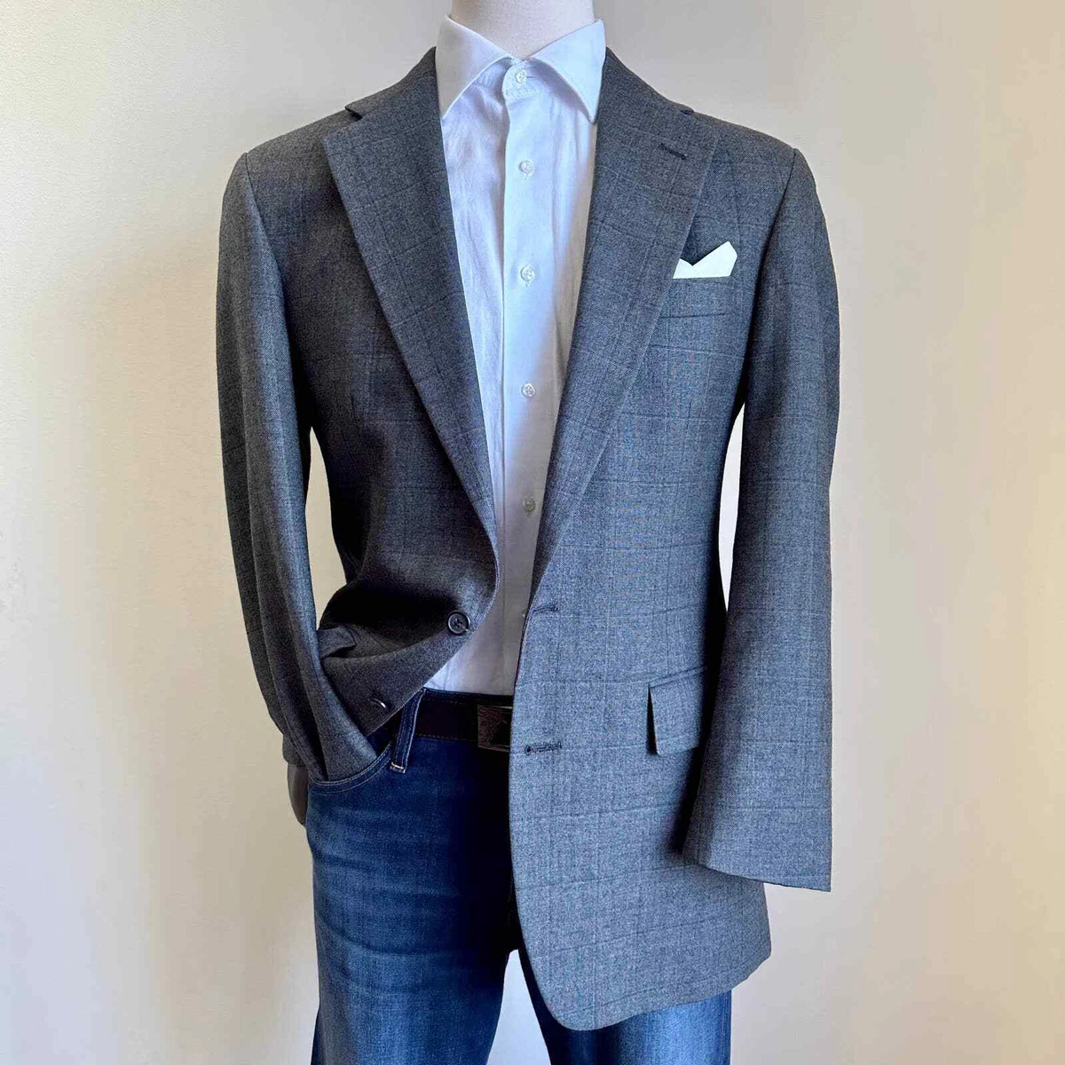 Louis Philippe Mens Notched Lapel Slub Blazer : : Fashion