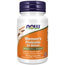 NOW Women's Probiotic 20 Billion Vegan 50 Count Supports Vaginal Health Bloating