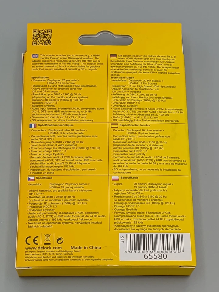 Adapter DisplayPort 1.2-Stecker zu HDMI-Buchse, Delock® 65580 - Bild 3 von 3