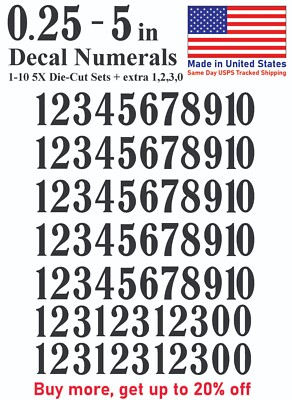 1-10 5x+ School Book Outdoor Vinyl Decal Numbers for Mailbox Door Address Locker